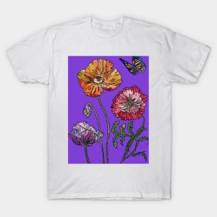 Pretty Poppies Purple Watercolour T-Shirt